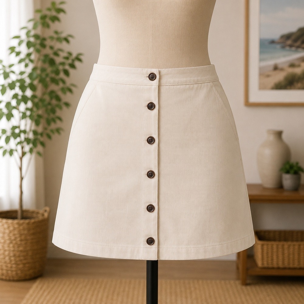 NWT Melrose and Market Corduroy Mini Skirt Womens XL Cream Button Front Pocket